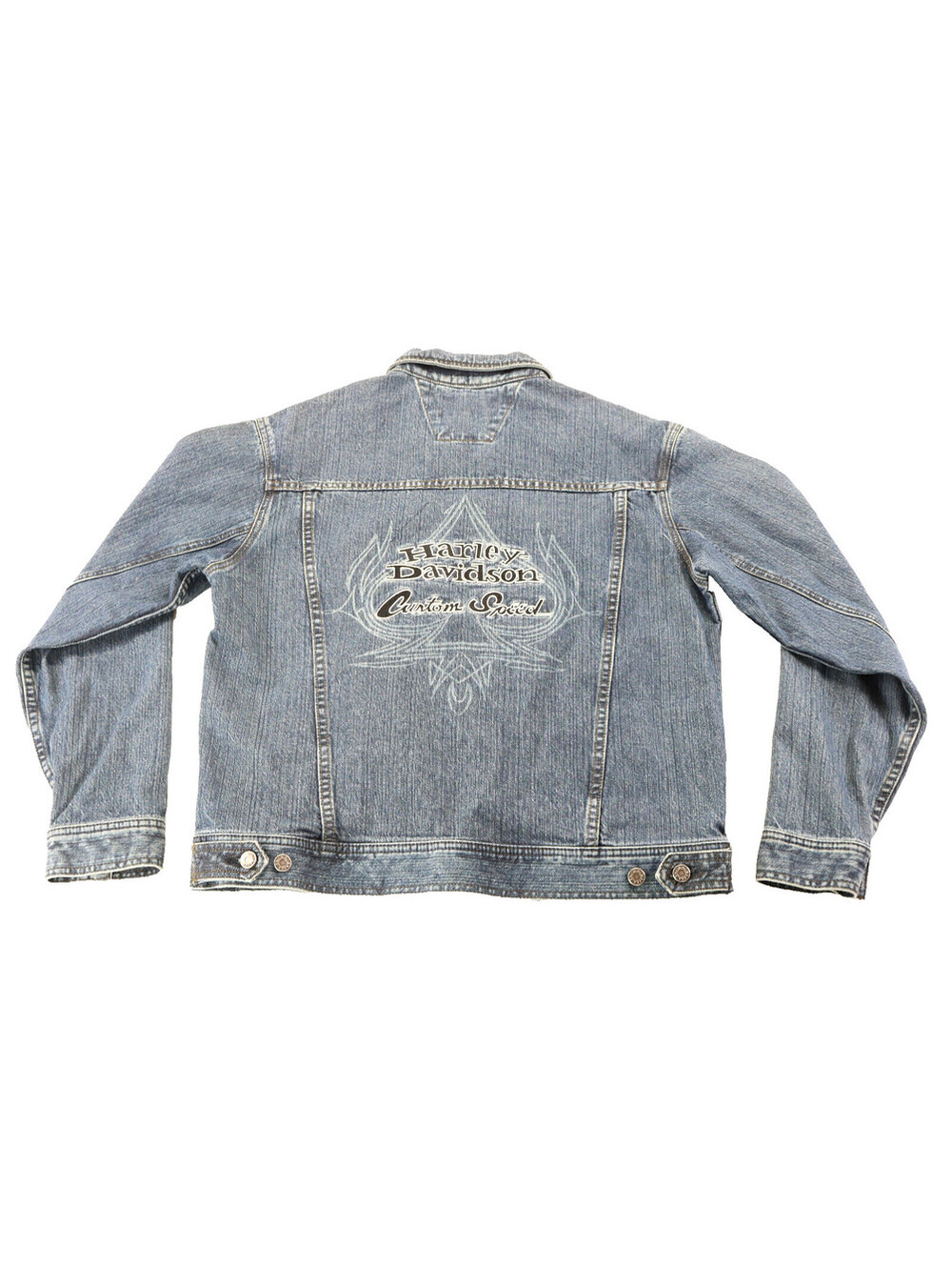 harley davidson jacket M blue cotton denim Custom Speed pockets button vintage